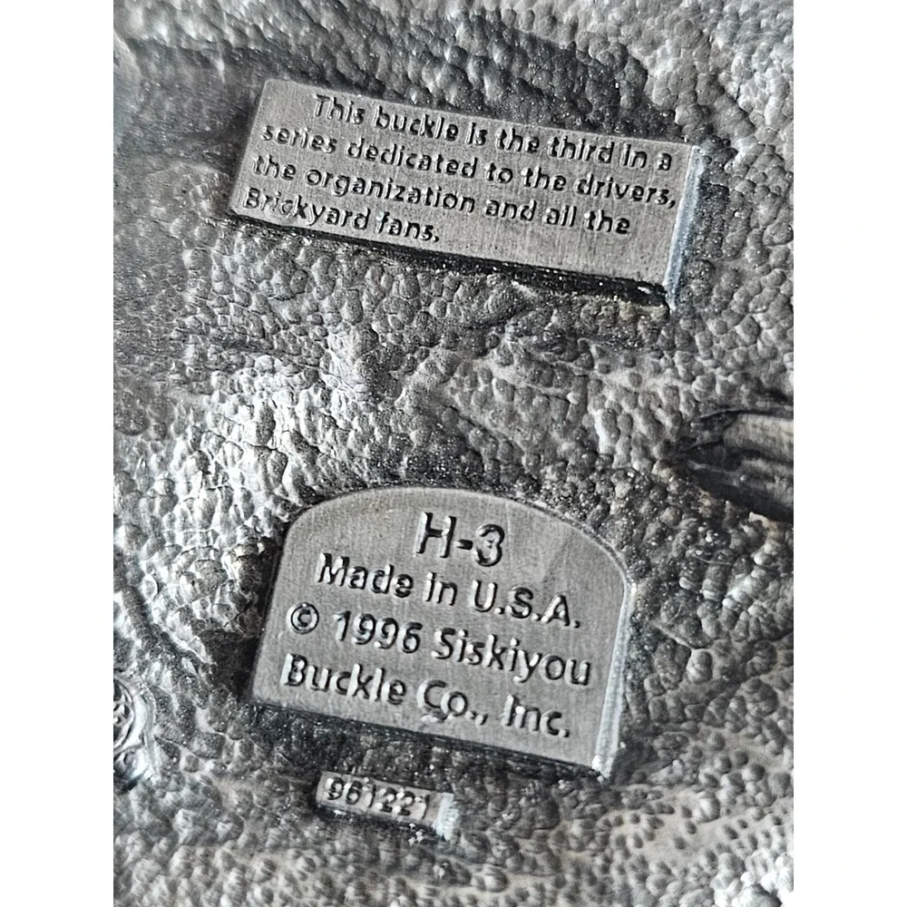 Vintage 1996 Brickyard 400 NASCAR Belt Buckle Siskiyou Made in USA Pewter H-3‎